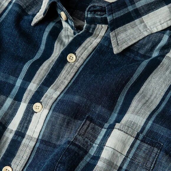 NWOT Taylor Stitch x Stetson The California Indigo Plaid Sz38 Chest 40 Blue - Picture 6 of 11